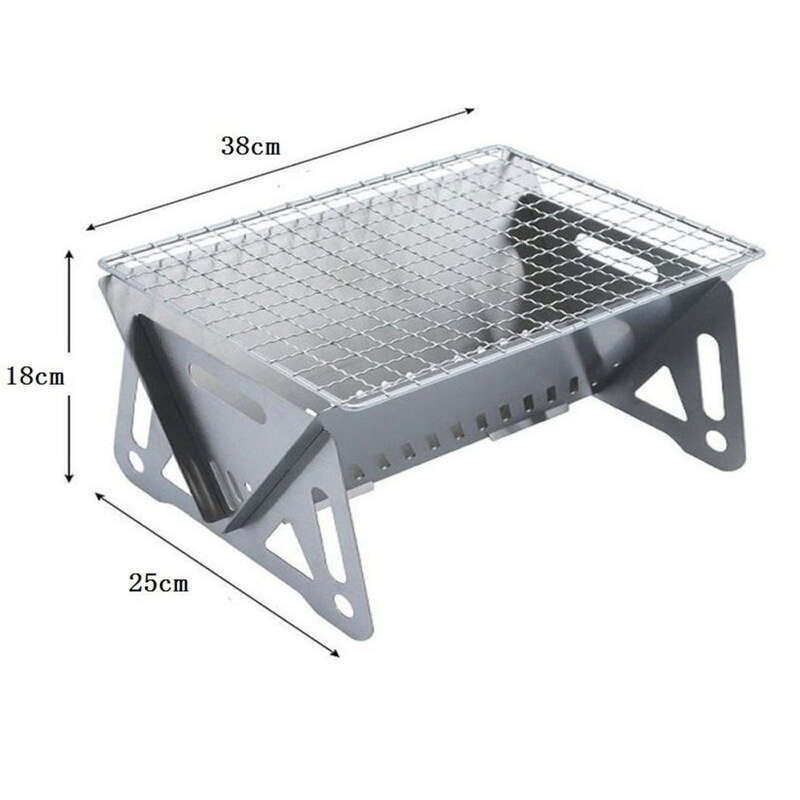 Outdoor Card Folding Stainless Steel Barbecue Stove Firewood Camping Supplies Portable_voghion.com