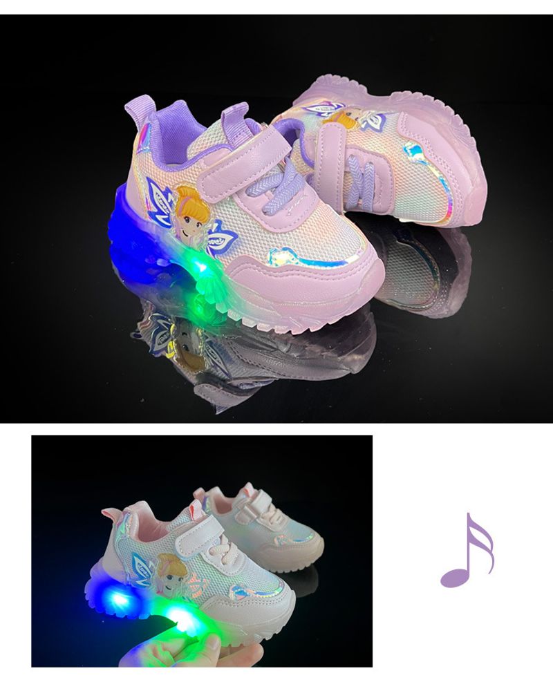 Elf Girls' 2022 Spring Autumn New Breathable Leisure and Comfortable Sports LED Light up Children's Shoes_voghion.com