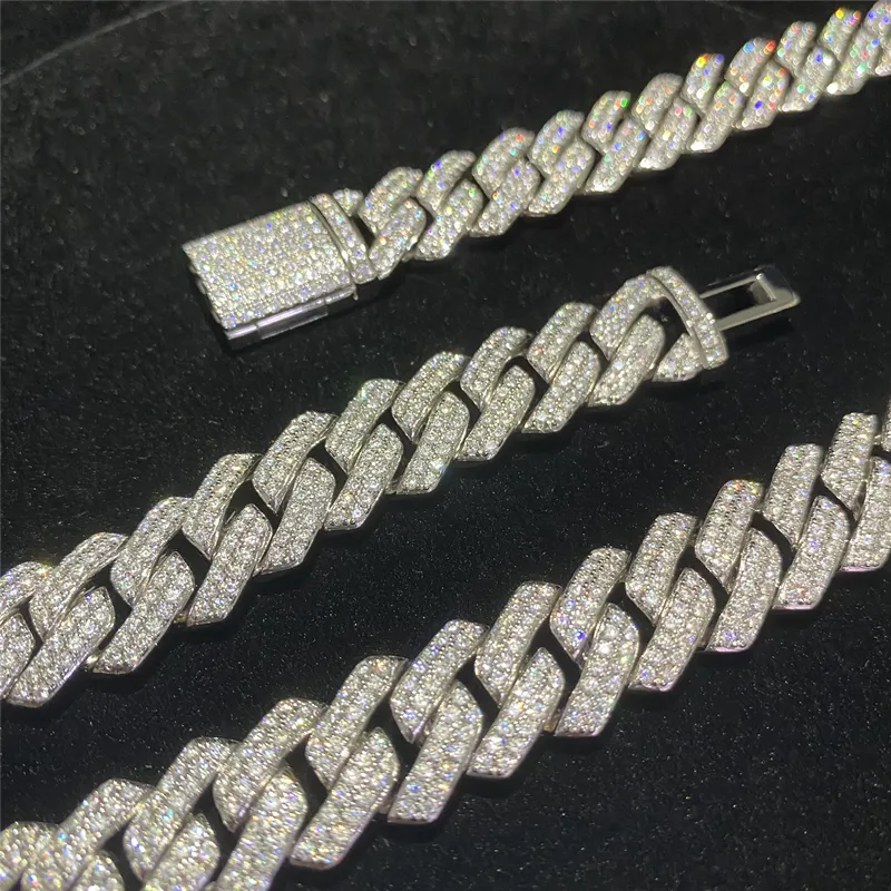 Iced Out Moissanite Cuban Link Chain Necklace For Men Jewelry_voghion.com