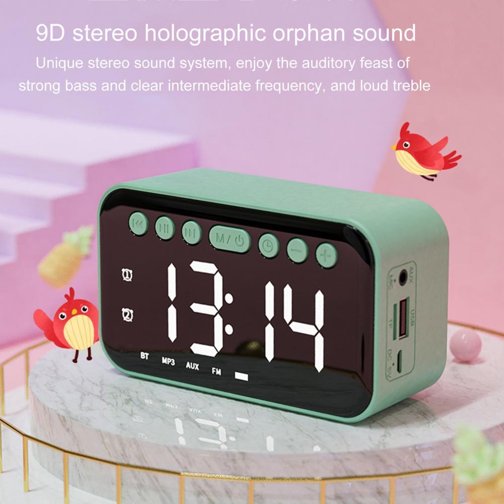 Wireless Bluetooth Speaker FM Radio Sound Box Desktop AI Smart Alarm Clock Subwoofer Music Player Bass Speakers Boom For Xiaomi_voghion.com