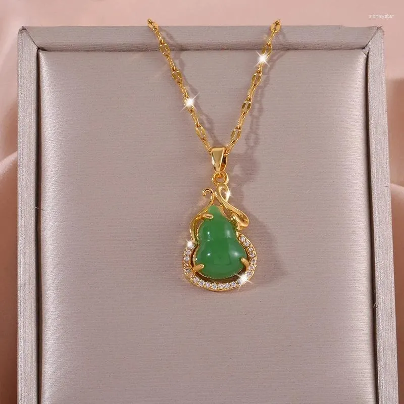 Pedat Halsketten Ifiity-förmige Kürbis Frieden Amulett Imitatio Jade Halskette gibt einen Femiie Look Licht Ad Nische_voghion.com