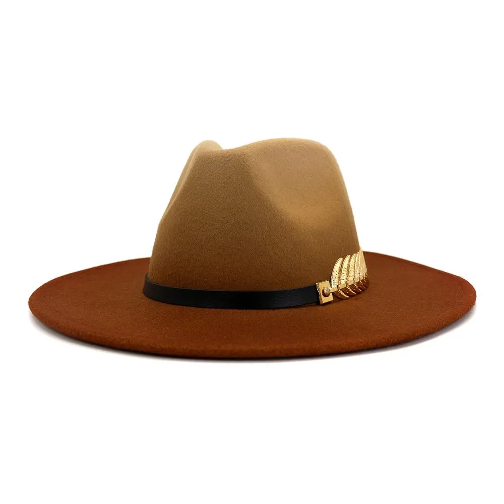 2021 Spray-painted Woolen Jazz Hat European US Fashion Lovers Women Men Flat Large Brim Party Gradient Fedora Hats_voghion.com
