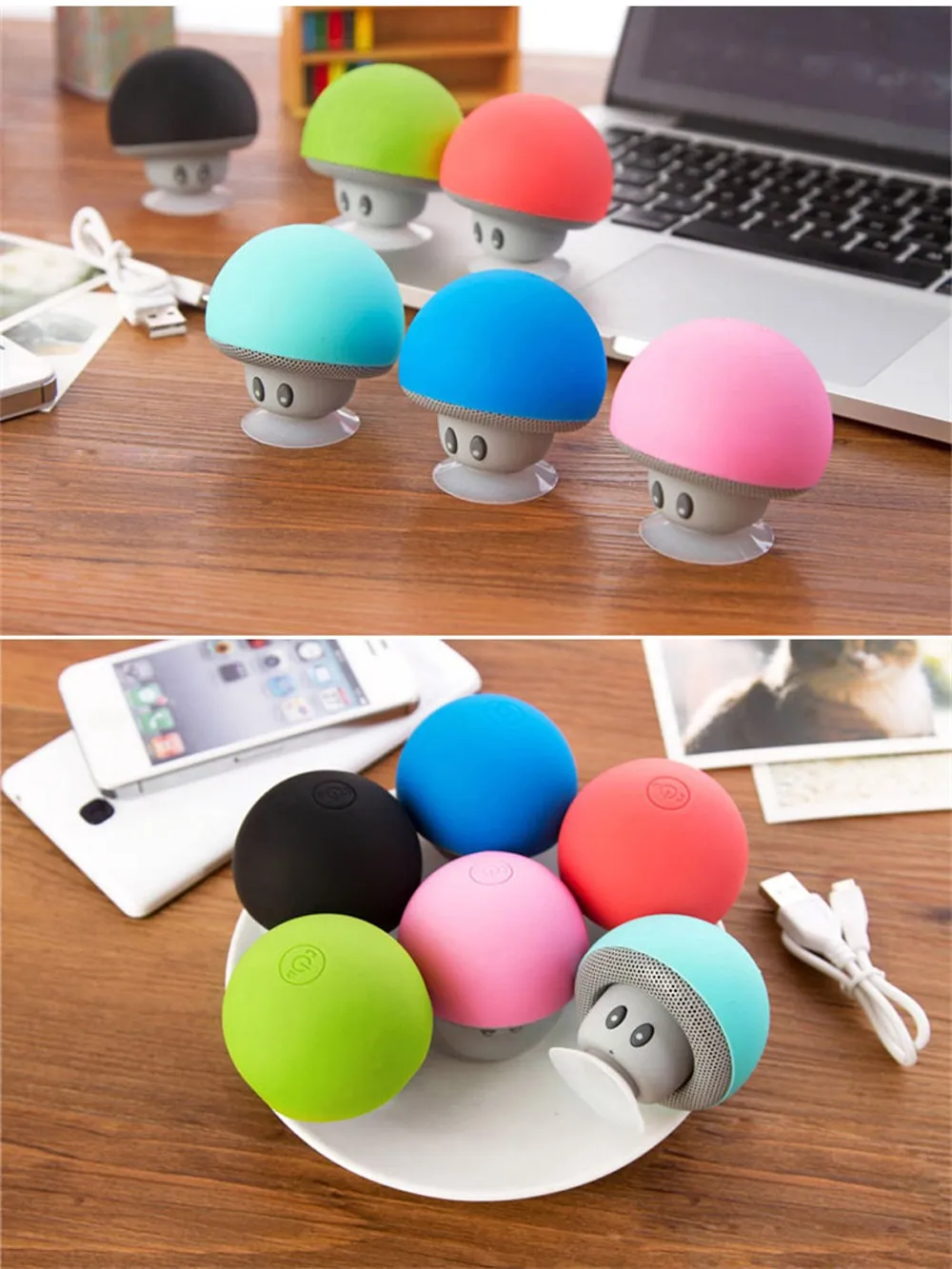Super Mushroom Bluetooth-Lautsprecher Wasserdicht Saugnapf Handyhalter Kleiner Subwoofer Mini Audio Creative Cartoon_voghion.com