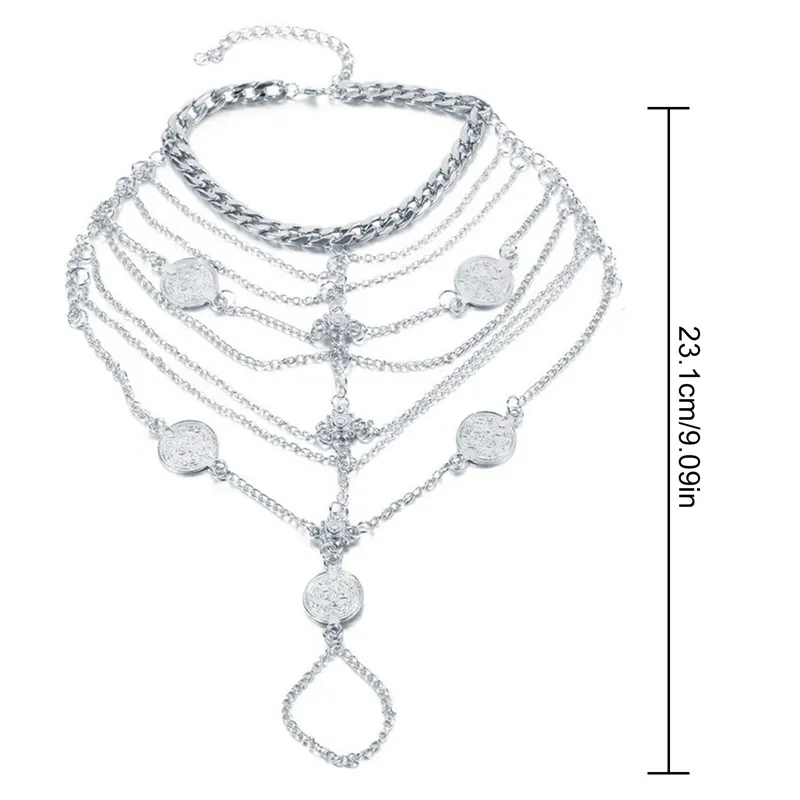 Anklets Sexy Sier Color Tassel Anklet Coin Pendant Chain Ankle Bracelet Bohemian Multi Layered Women Leg Beach Foot_voghion.com