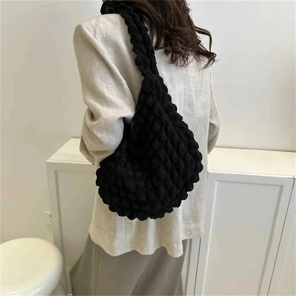 Umhängetasche mit Plissee-Design, Schulter- und Unterarmtasche, einfache Bettwäsche-Handtasche mit großem Fassungsvermögen, Y241025_voghion.com
