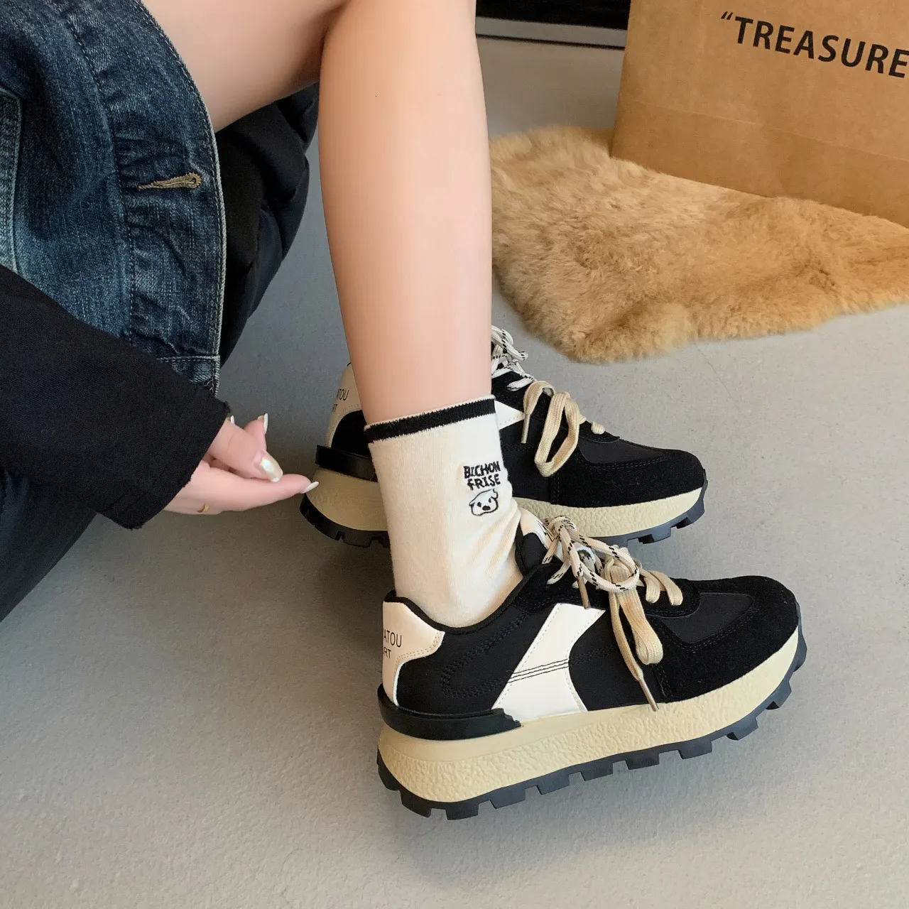 Height Increasing Running Shoes For Women Thick Sole Trainers_voghion.com
