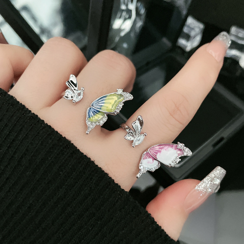 French new sweet and cool butterfly drop glaze opening for women's Instagram Cool style light luxury high-end_voghion.com