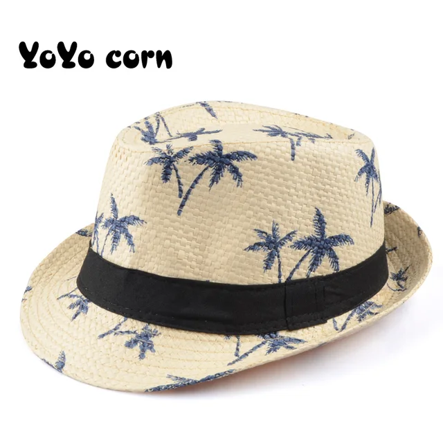 New Arrivals YOYOCORN Hot Sale Summer Straw Kids Beach Sun Trilby Panama Hat Handwork For Boy Girl Children 4 colour_voghion.com