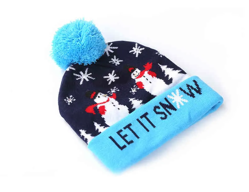 hats Scarves Sets Ball Caps Led Knitted Beanie Light Up Illuminate Warm Hat For Kid Adults Year Christmas Decoration_voghion.com