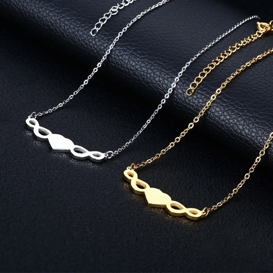 Hjärta infinity halsband i rostfritt stål för damer_voghion.com