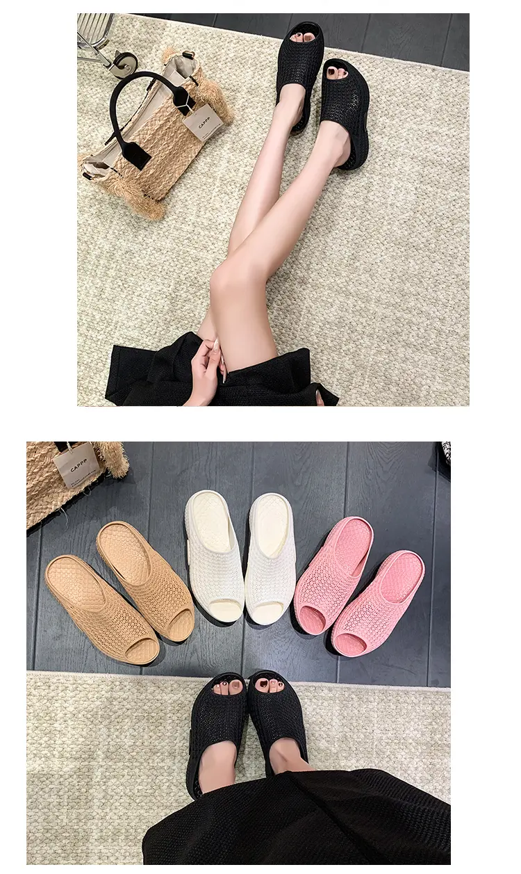 Chaussons à plateforme pour femme avec talons et maille_voghion.com