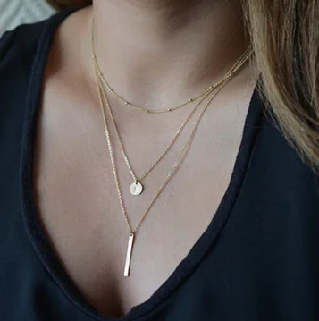 Daudzslāņu kaklarotas un kuloni sievietēm, zelta krāsas garās ķēdes, sieviešu kulonu kaklarota, modes rotaslietas, Collier_voghion.com