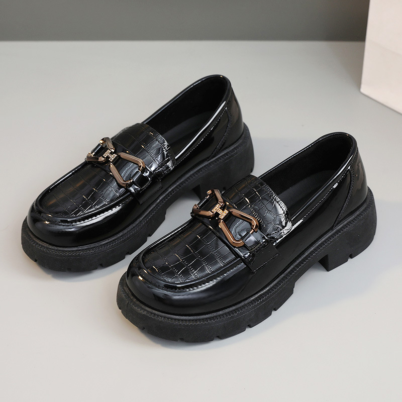 K1803 New Le Fu Women's Shoes Leather Surface 2023 Summer Solid Color Increased Thick Bottom Student Korean Edition_voghion.com