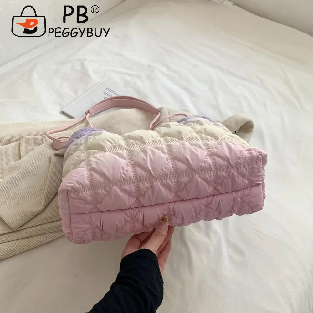 Damen Dia Gesteppter Eimer Große Kapazität Plissee Wolke Kordelzug Unten Hobo Gepolsterte Schulter Herbst Winter Tasche_voghion.com