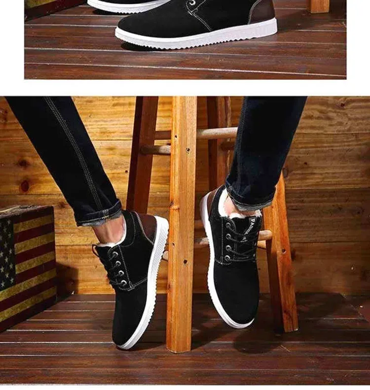 Baskets homme en daim d'hiver chaussures randonnée chaudes_voghion.com