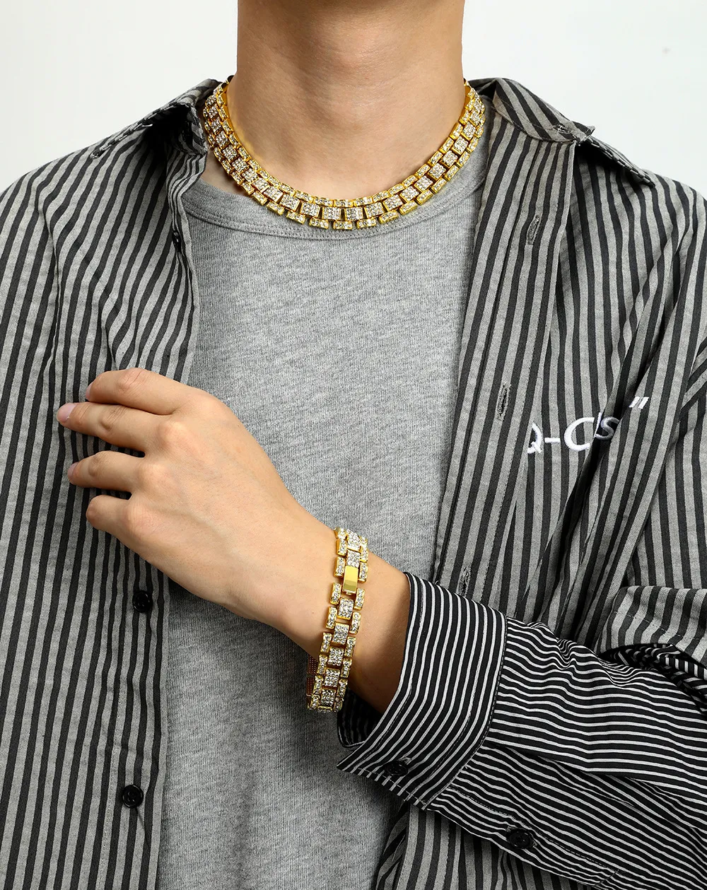 16MM Prong Link Chain Hip Hop Men iced out paris chain Rhinestone Paved Miami Rhombus Cuban Necklace_voghion.com