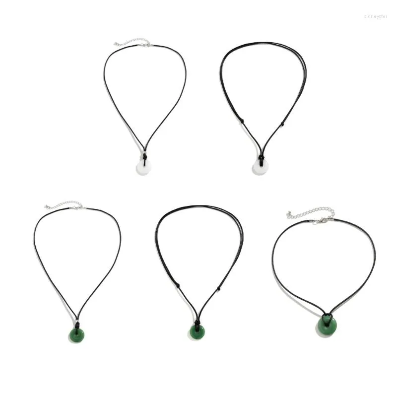 Colliers pendentifs Collier en verre vintage Ligne de cire noire Chaîne ras du cou Bijoux simples Fête Mariage Cadeau d'anniversaire pour_voghion.com