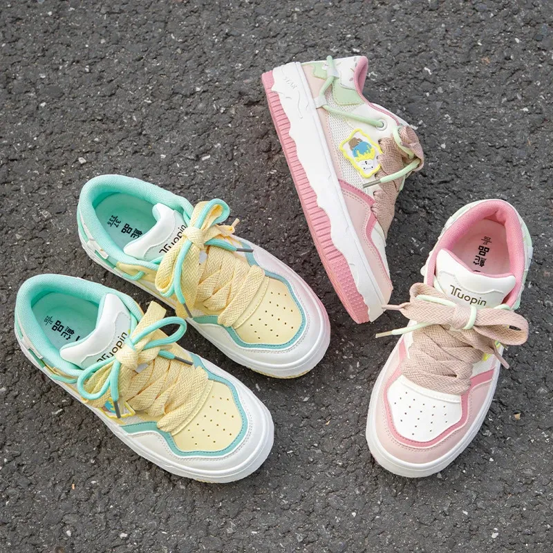 Tun Ice Cream color Carino casual Colore abbinato Preppy scarpe da ginnastica da donna Cake board scarpe 240703_voghion.com