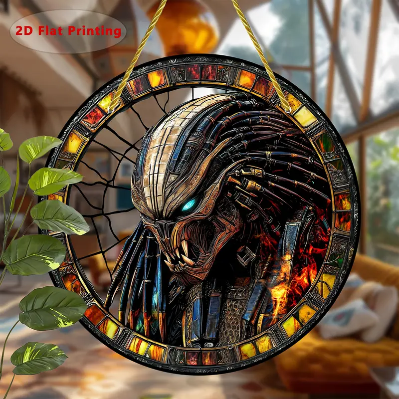 Alien Warrior Suncatcher - 8" Colorful Acrylic Art. Intergalactic Decor For Garden Or Home, Perfect As A Unique Gift._voghion.com