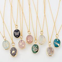 Genuine gold electroplated ins style colored zircon inlaid with protect you amulet pendant necklace_voghion.com