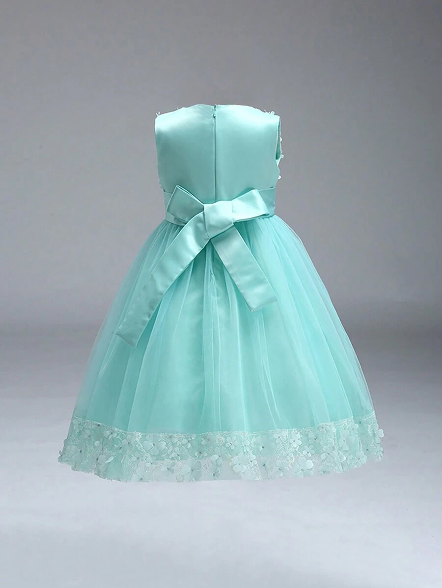 Vestido elegante sin mangas de color liso, vestido para fiesta navideña de niñas_voghion.com