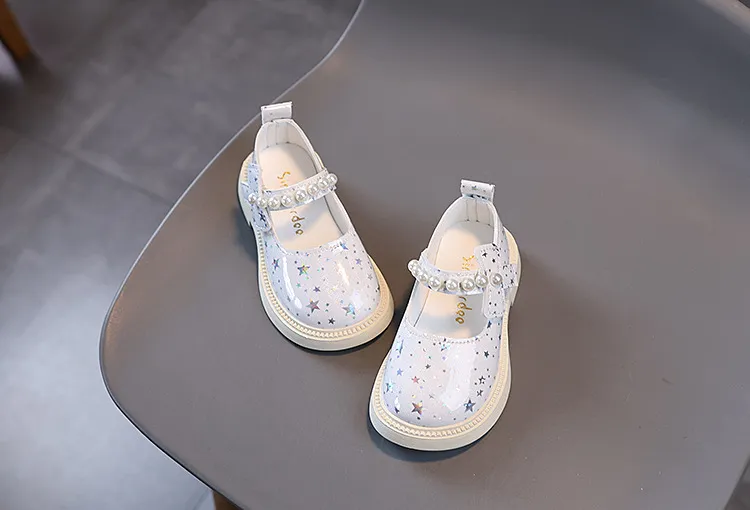 Jenter Vår Småbarn Barn Mote Prinsesse Festsko Barn Uformelt Lakkert Skinn Perler Stjernesko Myke Såler Størrelser_voghion.com
