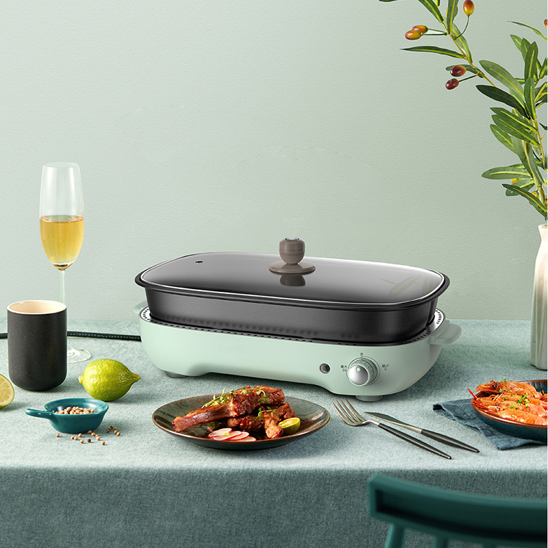 Elettrodomestici per la casa, grill elettrico, barbecue per carne, teglia per dolci, pentola calda, multicooker e 3 piastre rimovibili, 220 V_voghion.com