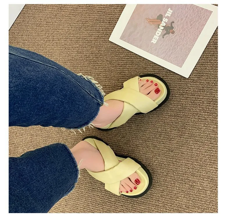 2022 Nw Womn Non-slip Platform Slipprs Summr Comfortabl Bach slids Woman Fashion Thick Sol outdoor sandals_voghion.com