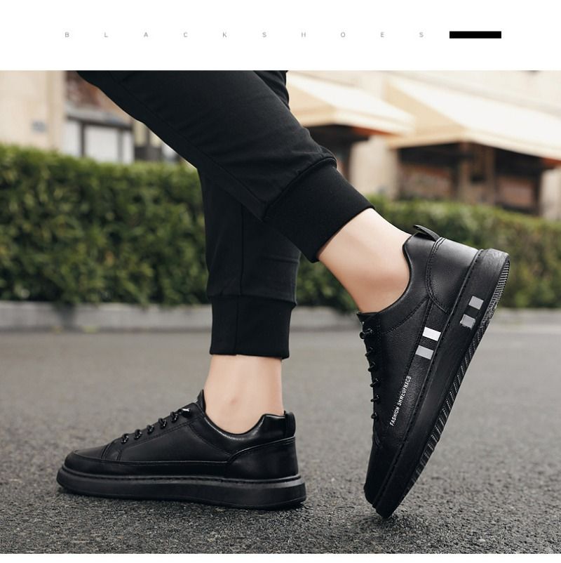 Casual For Men Autumn New Flat Breathable Fashion Lace Up Running White Leather Sneakers Male Students Walking Shoes_desvips.com