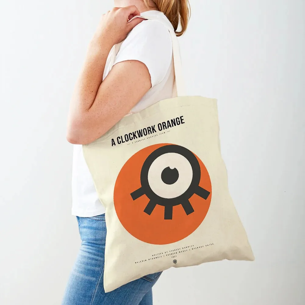 Pop Classic Movie Aesthetic Minimalist Film Women Shopping Bags Double Print Casual Canvas Handbag Art Shopper Bag Lady_voghion.com