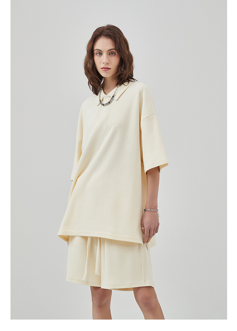 ARTIE Men's Wear | High-end breathable diamond pattern waffle shorts set, loose casual top, wide-leg shorts_voghion.com