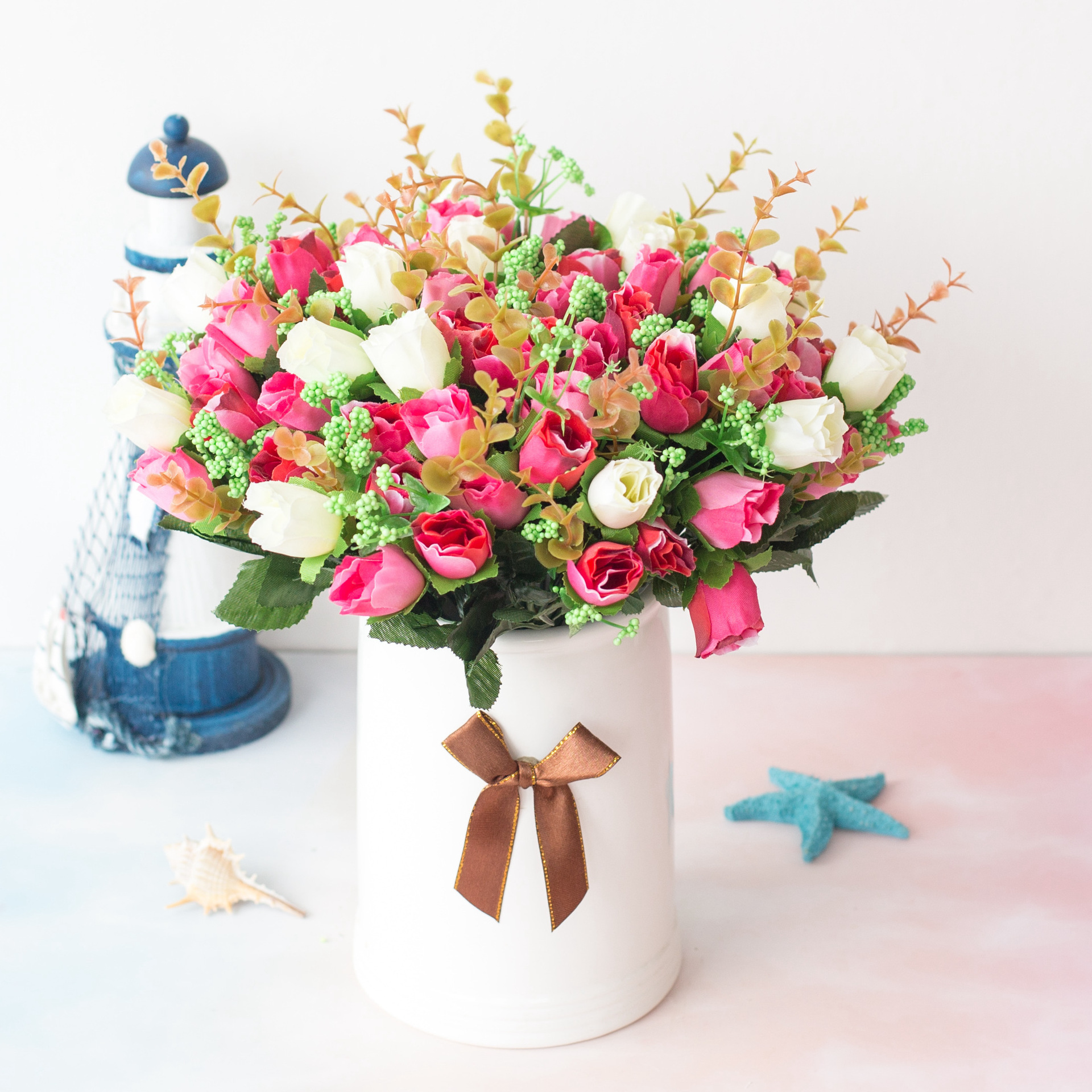 Artificial Rose Bud Bouquet For Home And Wedding Decoration_voghion.com