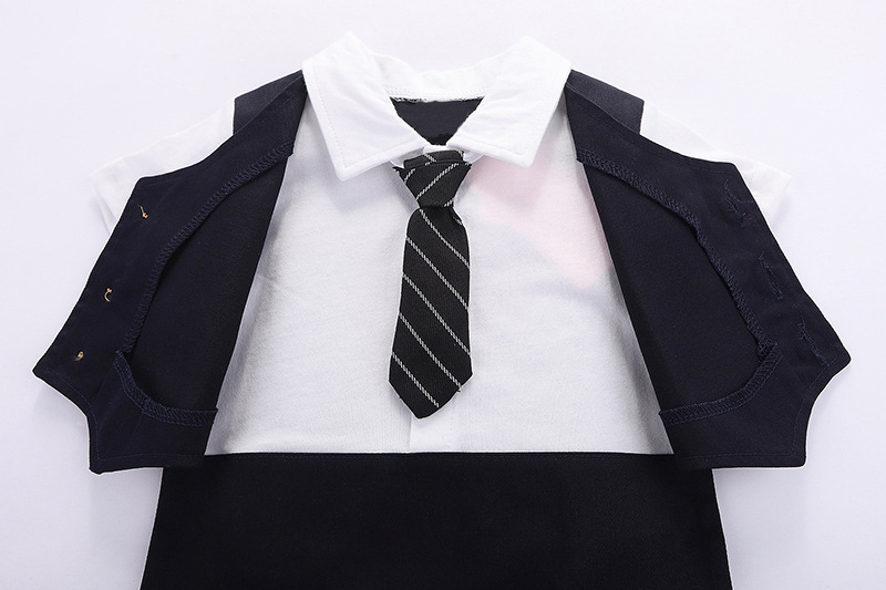 Mutter & Kinder Sommer baby kleid gentleman kleid junge kurzarm weste overall/klettern anzug + hut_voghion.com