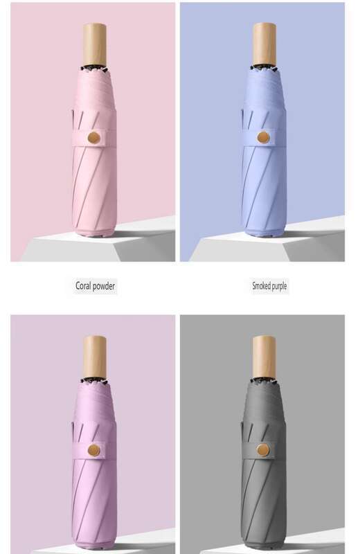 【 2271 Reviews 】 Wooden Handle Folding Umbrella For Both Rain Sunshine, Protection UV Protection, Small And Fresh_voghion.com