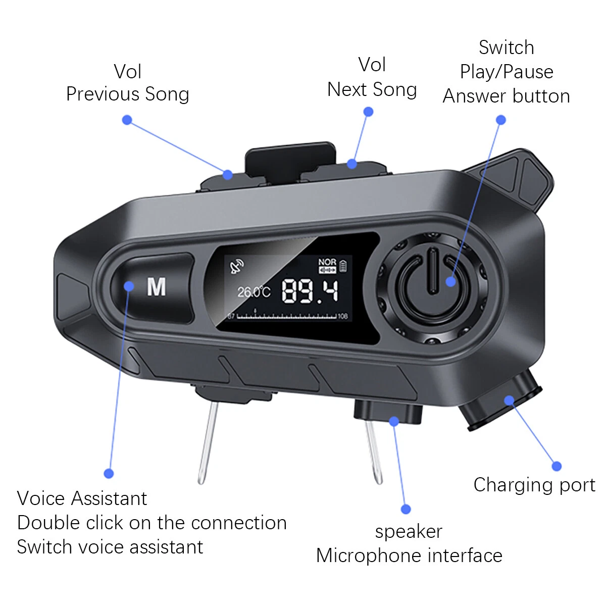 Cuffie Bluetooth 5.4 per casco da moto, cuffie wireless a mani libere, impermeabili_voghion.com