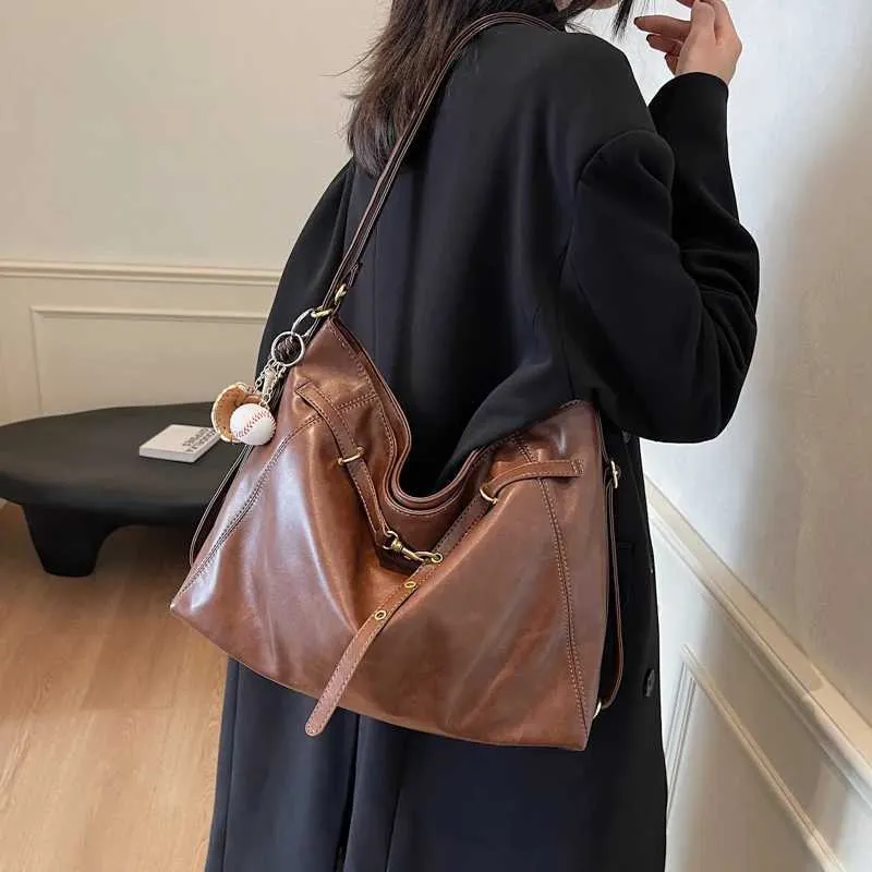 Ladies large capacity shoulder bag fashionable solid color PU casual zipper crossbody ba241216_voghion.com