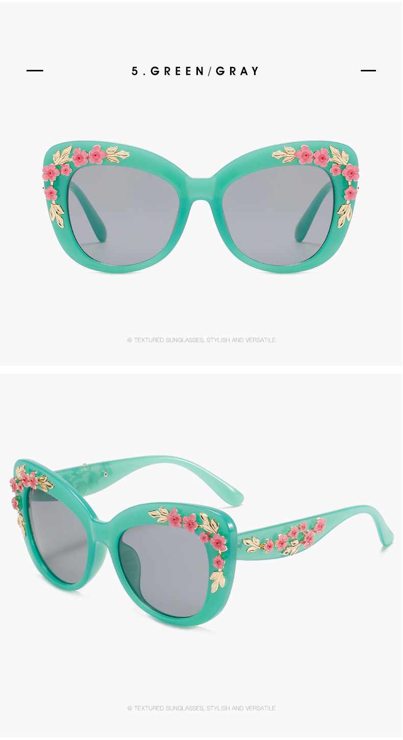 Baroque Modern Vintage Cat Eye Sunglasses Women Designer Sun Glasses Fashion Pink Shades Female Flower Decoration_voghion.com