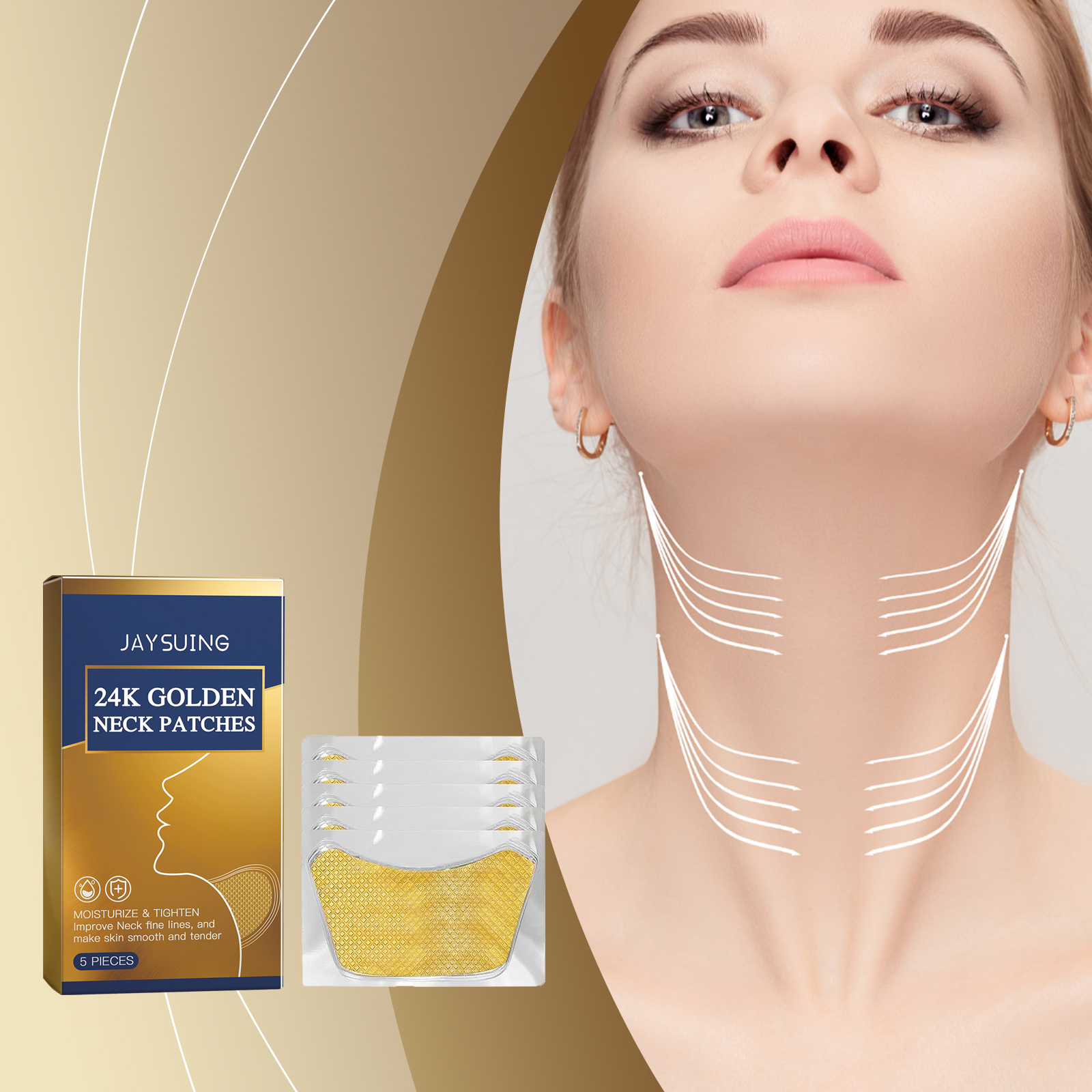 Jaysuing Gold Collagen Neck Patch Moisturizes, Nourishes And Lifts Neck Line Patch_voghion.com