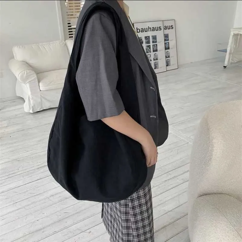 Grande borsa a tracolla retro in tela per donna stile hobo_voghion.com
