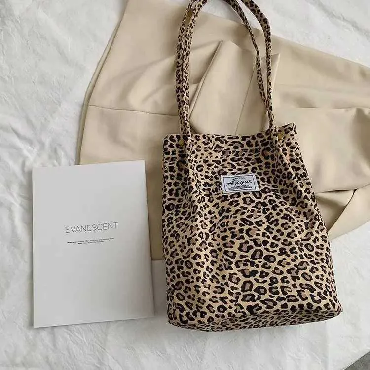 Sac à main en toile imprimé léopard pour femme, mode coréenne décontractée, nouveau sac de shopping, sac à main imprimé pour étudiant, Bolsa Mujer Y241026_voghion.com