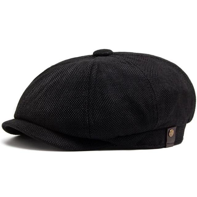 Gorras de vendedor de periódicos vintage para hombre y mujer, boina de lino de verano, estilo retro, estilo hip hop, informal, para uso diario_voghion.com