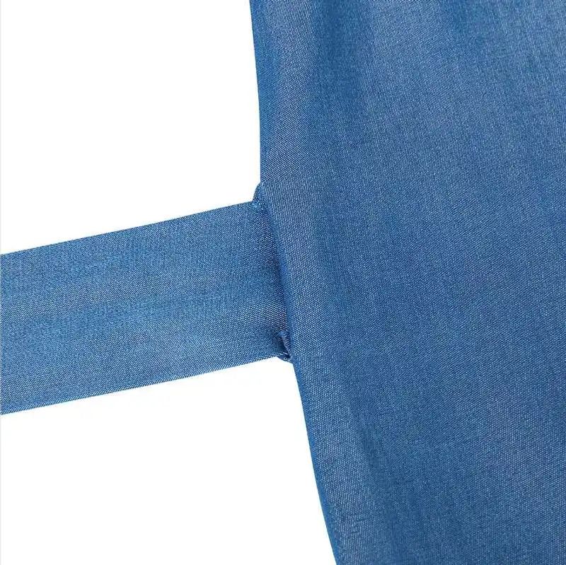 women's clothing temperament casual lapel sleeveless waist tie denim dress_voghion.com