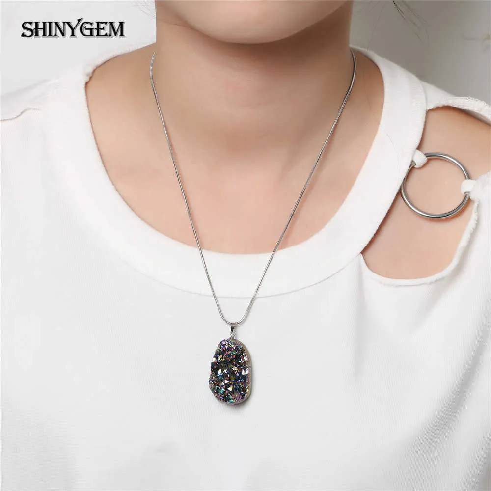 ShinyGem Ciondoli in opale naturale per chakra scintillanti, multicolore, in pietra di cristallo Druzy, per la creazione di gioielli, 5 pezzi_voghion.com