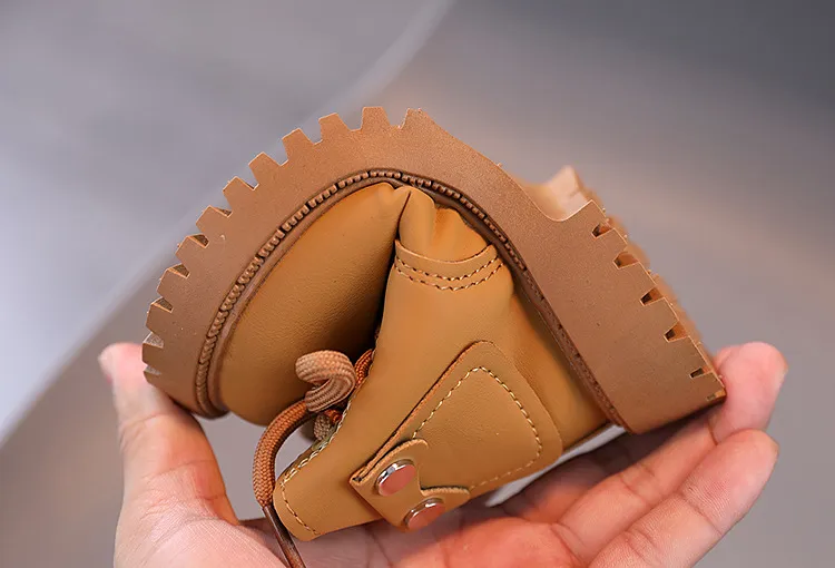 Kids PU Leather Fashion Winter Children's Boys Girls Anti Slip Happysteps Toddler Short Snow Boots Sizes US1C-US13C_desvips.com
