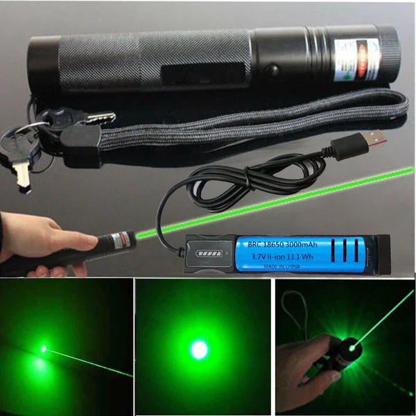 1MW Starker Grüner Laserpointer Outdoor USB Wiederaufladbar_voghion.com