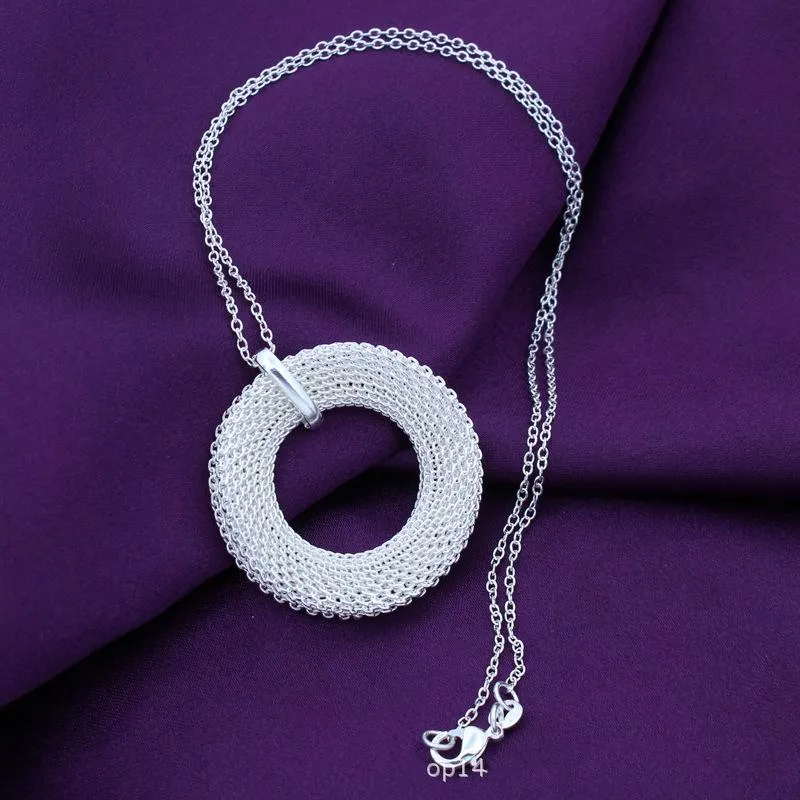 Serling Sier Link Snake Chain para mujer, colgante de moda, collar de malla circular simple, joyería de boda, Pary_voghion.com