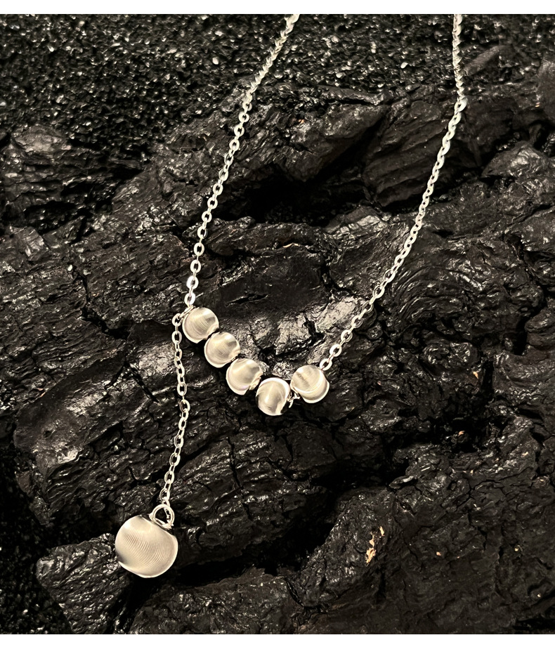 collana con perline rotonde a forma di occhio di gatto in argento sterling, donna, design di nicchia coreano, luce, lusso, moda, maglione a catena_voghion.com