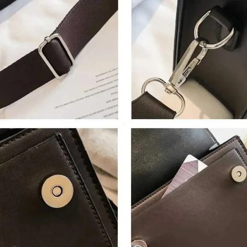 Ladies Messenger 2024 New Trendy Wide Shoulder Strap/chain Small Square Retro Casual Simple Flap Crossbody Bag for_voghion.com