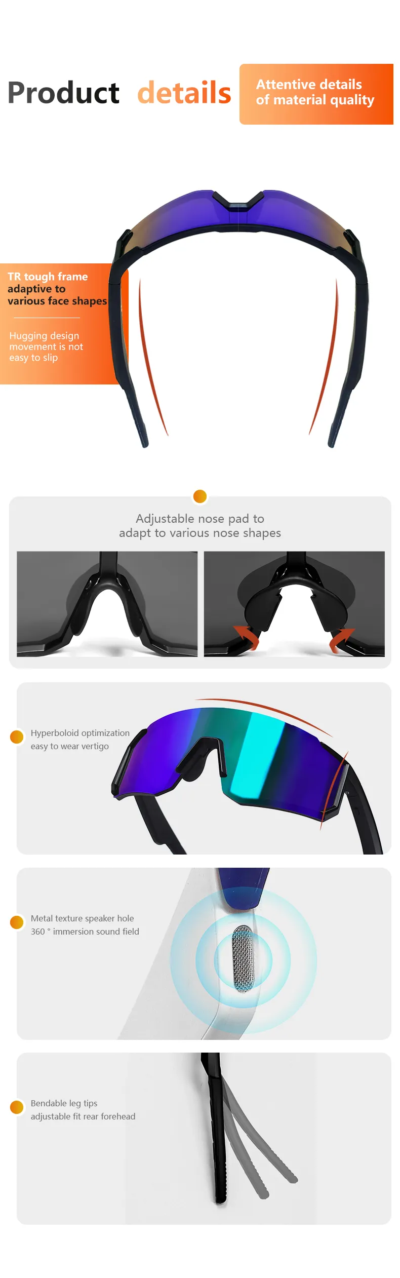 Gafas de sol inteligentes con Bluetooth, diseño de viento y arena (2025), para ciclismo al aire libre, para hombres y niñas, con colores deslumbrantes._voghion.com