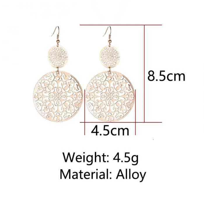 Vintage Openwork Disc Earrings Ear Drop Frosted Jewelry For Women Party Wedding Tt@88_voghion.com